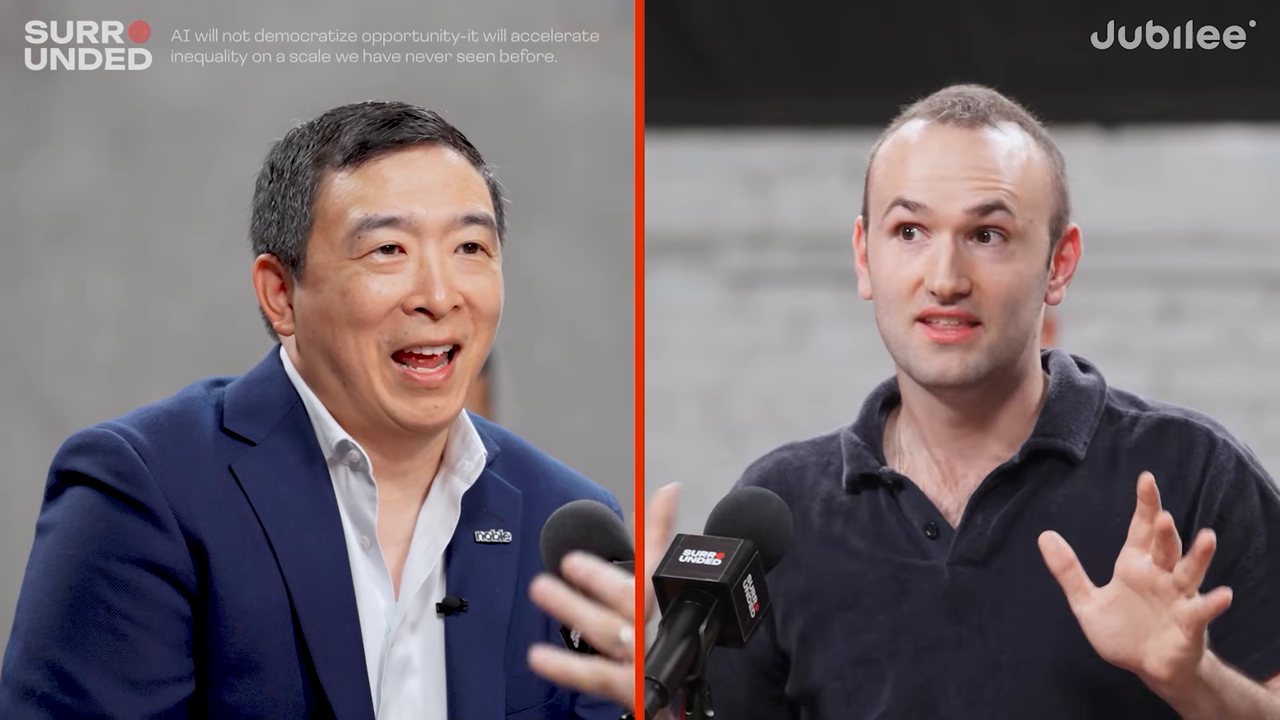 Drago Dimitrov debating Andrew Yang on Jubilee's Surrounded